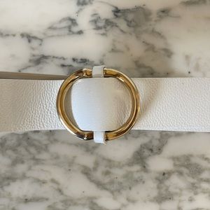 White Leather and Gold Belt. Size S/M
